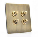 Brushed Brass Toggle Light Switch – 4 lever