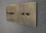 Brushed Brass Toggle Light Switch – 2 lever