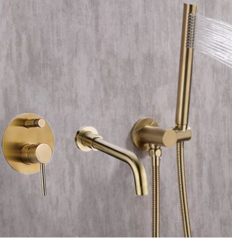 Brushed Gold Modern Minimal Concealed Bath Mixer #20217 – Tic Bathrooms