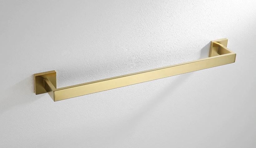 Brushed Gold Angular Single Towel Rail #201846 – TIC Bathrooms