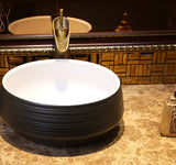 Handmade Round Black & White Basin #201765